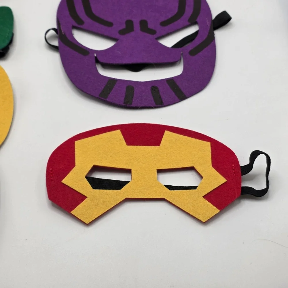 Superhero Felt Masks Kids 6pc Set Groot Thanos Loki Iron Man Green Lantern Party